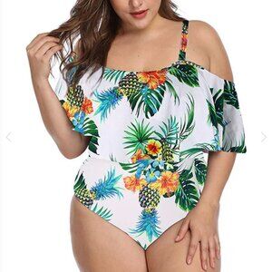 Plus Size NWT Off the Shoulder Ruffle One Piece Swimsuit, 2XL